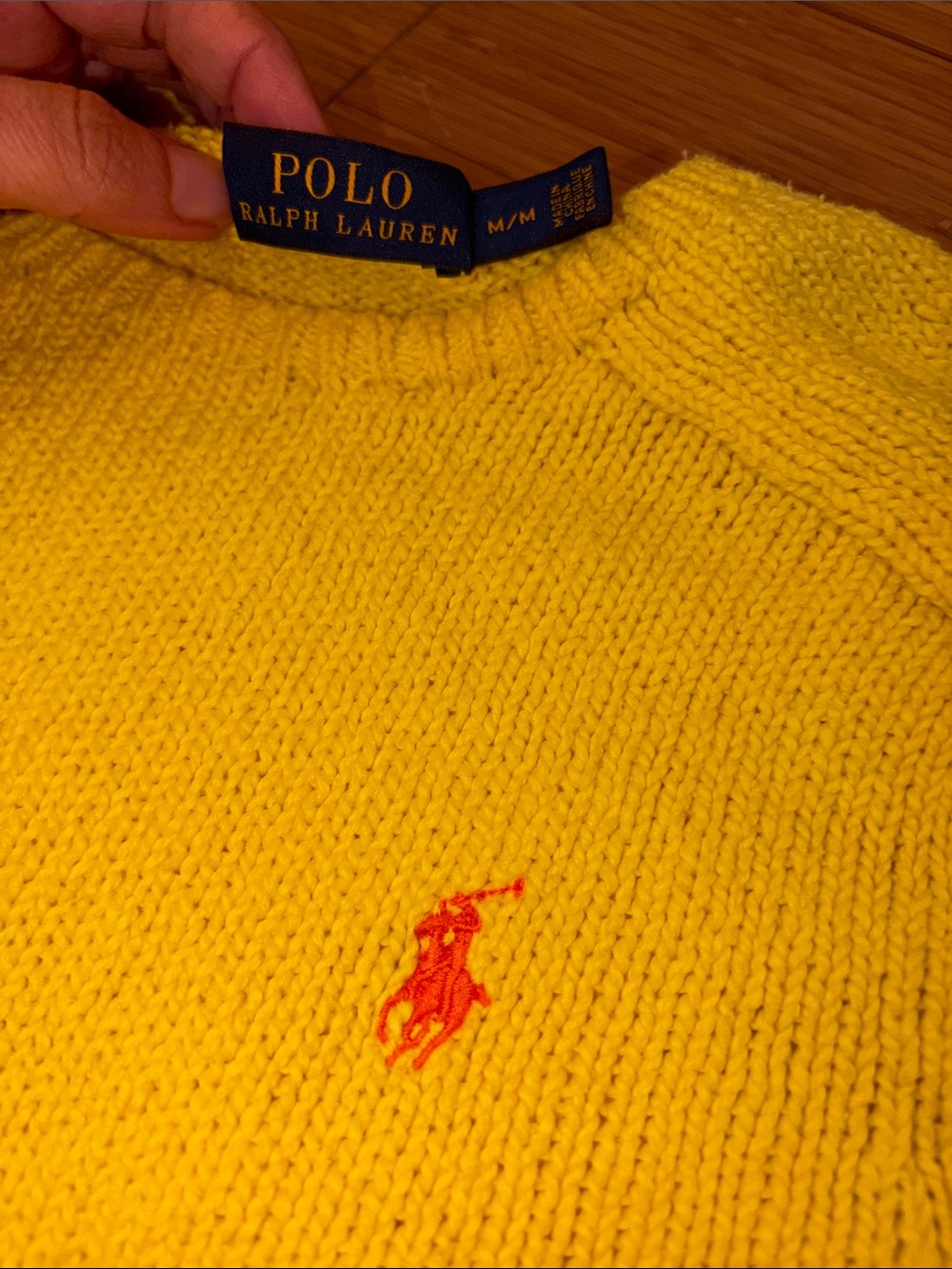 Polo by Ralph Lauren Yellow Crewneck Sweater with Red Pony Logo